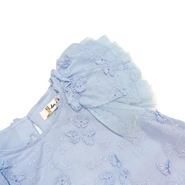 Puff Slvs Butterfly Cotton Dress - blue - doe a dear