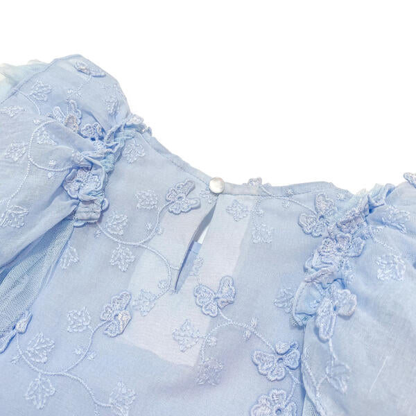 Puff Slvs Butterfly Cotton Dress - blue - doe a dear
