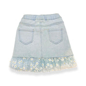 Blue Daisy Mesh Trim Denim Skirt - doe a dear