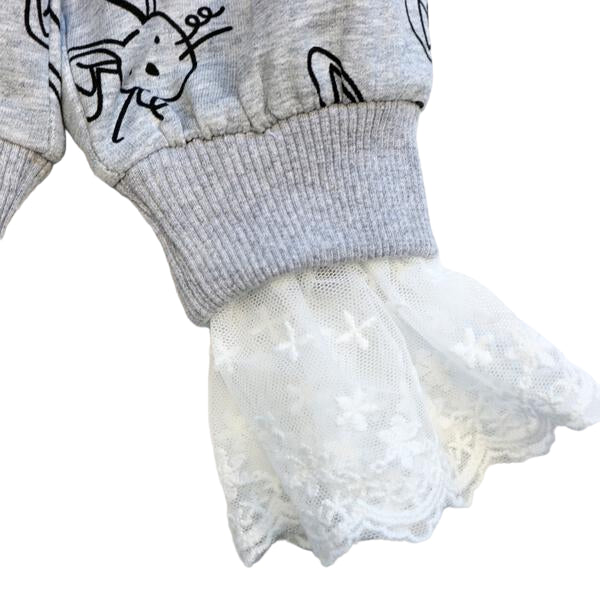 Grey Bunny Lace Trim Sweatshirt - doe a dear