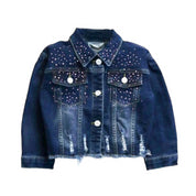 Pink Stud Distressed Denim Jacket - doe a dear