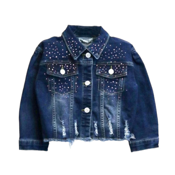 Pink Stud Distressed Denim Jacket - doe a dear