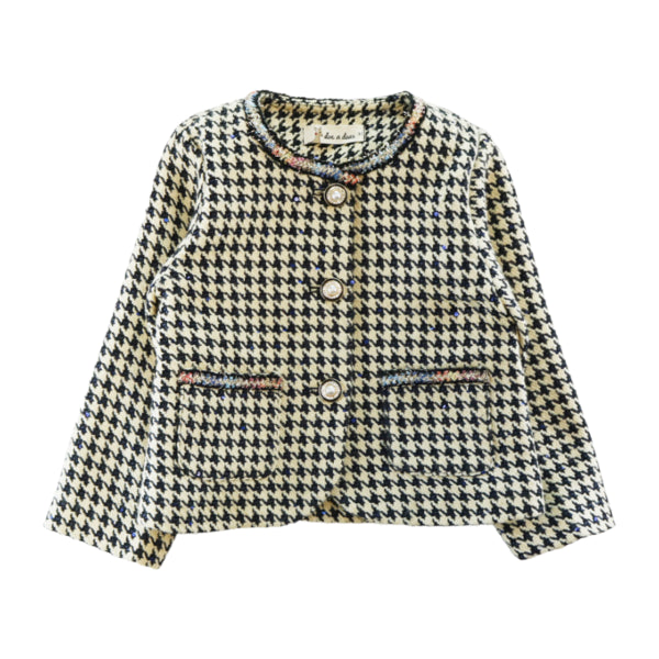 Houndstooth Jacket - Beige/Navy - doe a dear