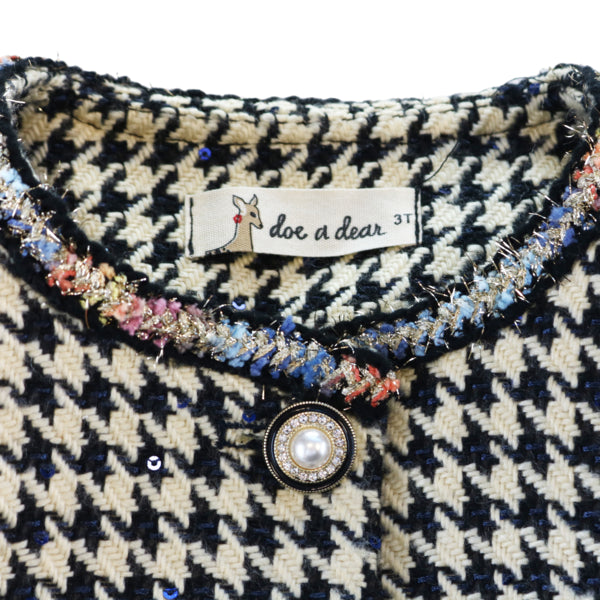 Houndstooth Jacket - Beige/Navy - doe a dear