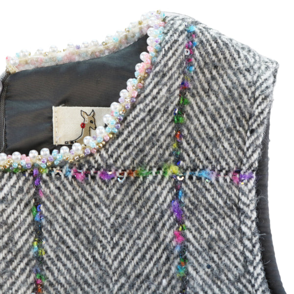 Herringbone Wooly Dress - Grey - doe a dear