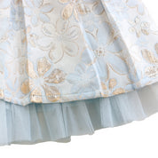Blue Floral Brocade Dress - doe a dear