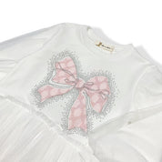 Pink Bowtie Mesh Layer Dress - doe a dear