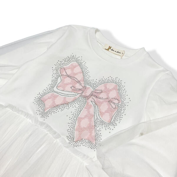 Pink Bowtie Mesh Layer Dress - doe a dear