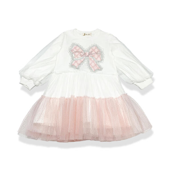 Pink Bowtie Mesh Layer Dress - doe a dear