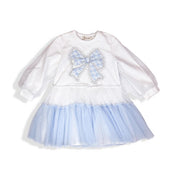 Blue Bowtie Mesh Layer Dress - doe a dear