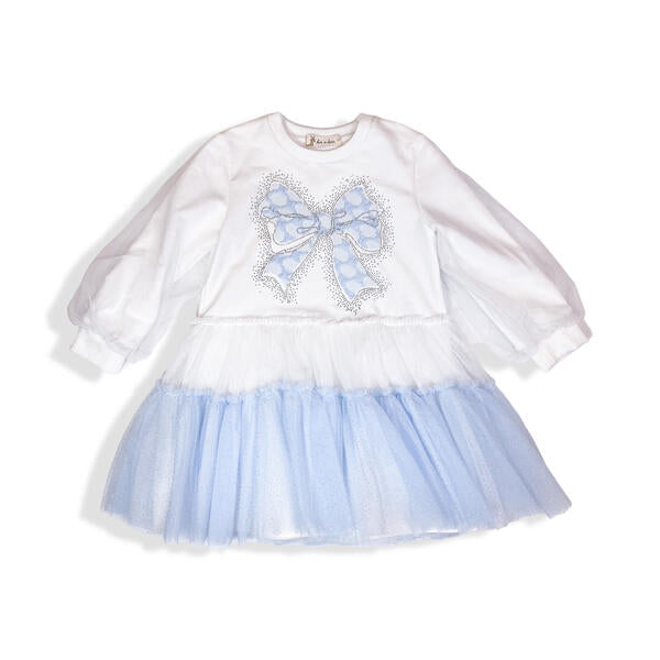 Blue Bowtie Mesh Layer Dress - doe a dear