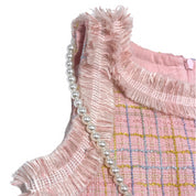 Sleeveless Tweed Dress with purse - Pink - doe a dear