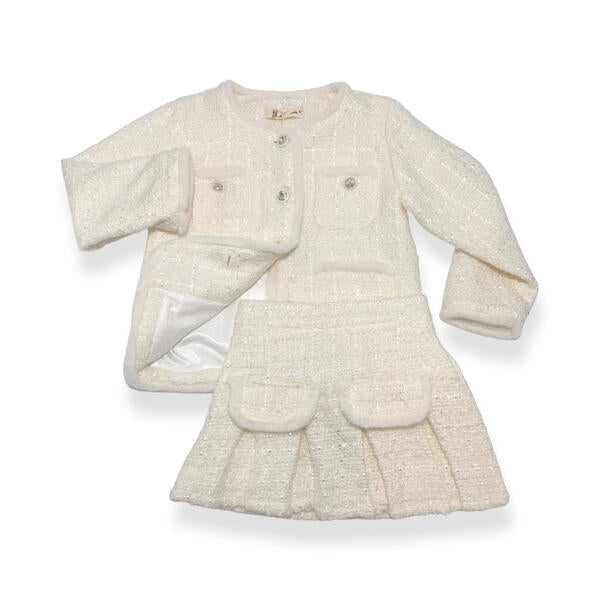 Ivory Fur Trim Tweed Jacket - doe a dear
