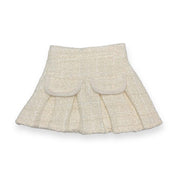 Ivory Fur Trim Pleat Tweed Skirt - doe a dear