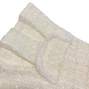 Ivory Fur Trim Pleat Tweed Skirt