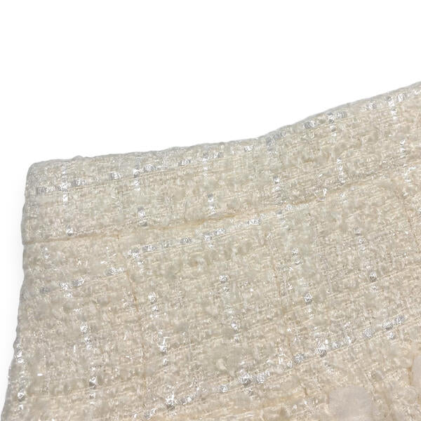 Ivory Fur Trim Pleat Tweed Skirt - doe a dear