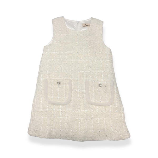 Ivory Fur Trim Tweed Dress - doe a dear
