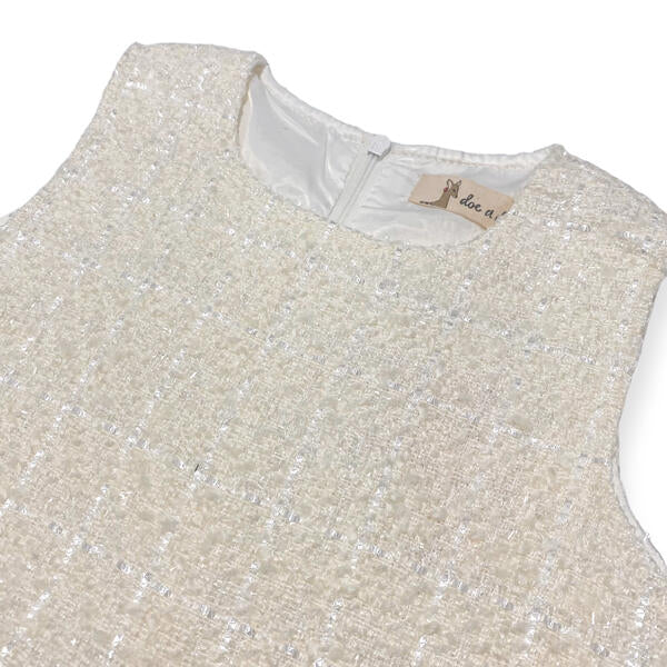 Ivory Fur Trim Tweed Dress - doe a dear