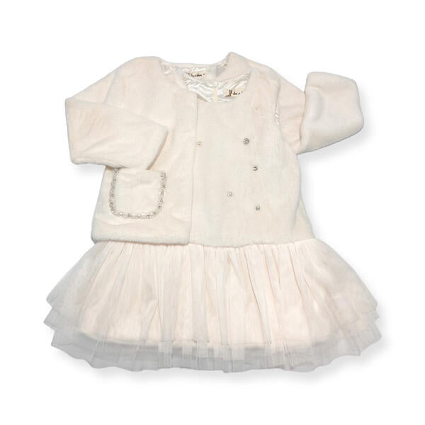 Embellished Ivory Fur Dress - doe a dear