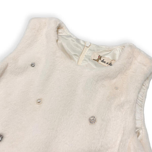 Embellished Ivory Fur Dress - doe a dear