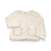 Embellished Trim Ivory Fur Jacket - doe a dear