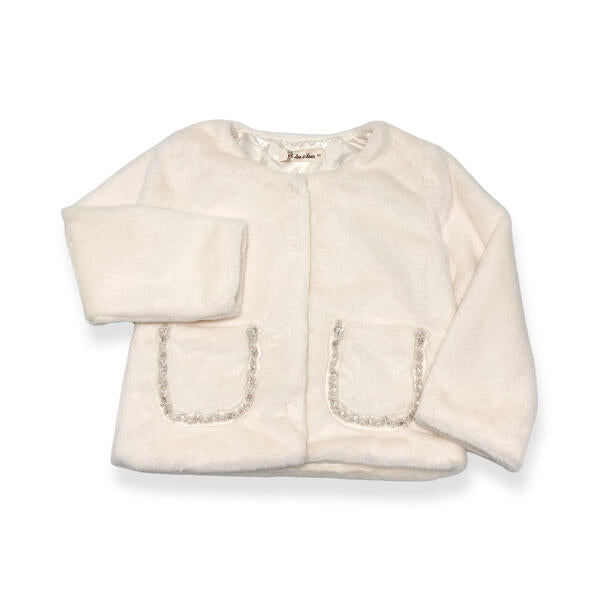 Embellished Trim Ivory Fur Jacket - doe a dear