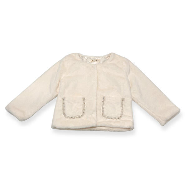 Embellished Trim Ivory Fur Jacket - doe a dear