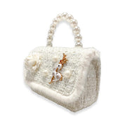 Ivory Fur Trim Tweed Purse - doe a dear