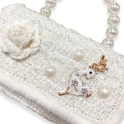 Ivory Fur Trim Tweed Purse - doe a dear