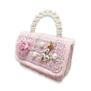 Pink Fur Trim Tweed Purse - doe a dear