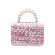Pink Fur Trim Tweed Purse - doe a dear