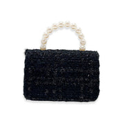 Black Fur Trim Tweed Purse - doe a dear