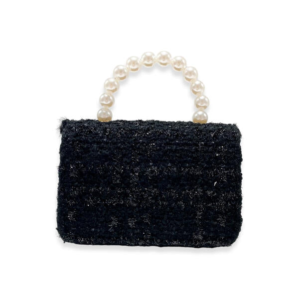 Black Fur Trim Tweed Purse - doe a dear