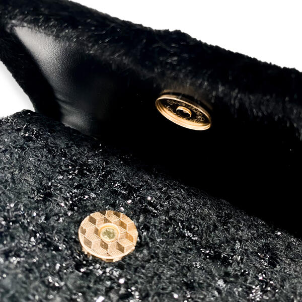 Black Fur Trim Tweed Purse - doe a dear