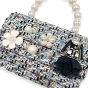 Blue Floral Charms Tweed Purse - doe a dear