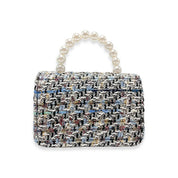 Blue Floral Charms Tweed Purse - doe a dear