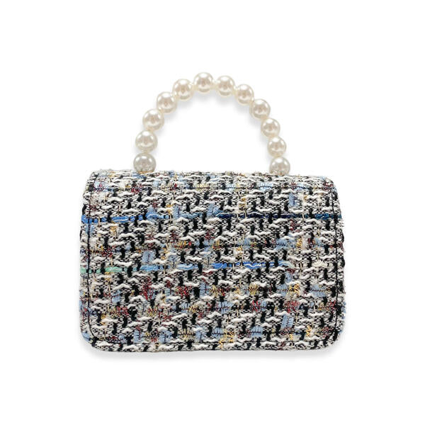 Blue Floral Charms Tweed Purse - doe a dear