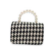 Black & White Floral Charms Houndstooth Purse - doe a dear
