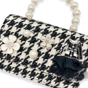 Black & White Floral Charms Houndstooth Purse - doe a dear