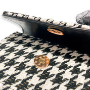 Black & White Floral Charms Houndstooth Purse - doe a dear