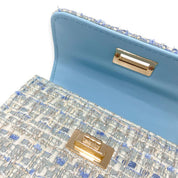 Blue Teddy & Bow Tweed Purse - doe a dear