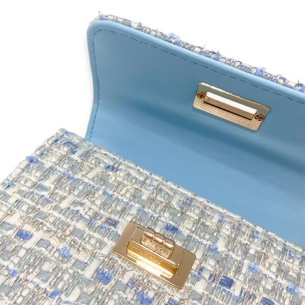 Blue Teddy & Bow Tweed Purse - doe a dear