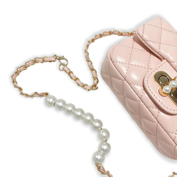 Pink Pearl Closure Quilted Purse - doe a dear