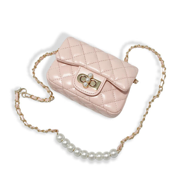 Pink Pearl Closure Quilted Purse - doe a dear
