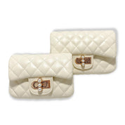 Cream Pearl Closure Quilted Purse - doe a dear