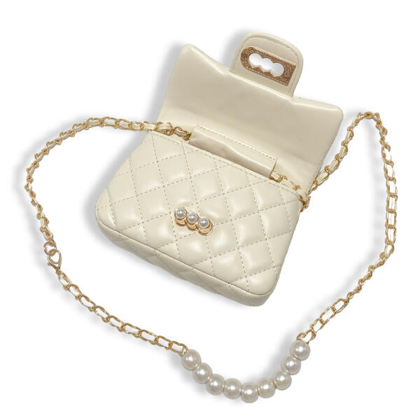 Cream Pearl Closure Quilted Purse - doe a dear