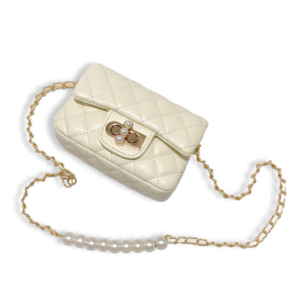 Cream Pearl Closure Quilted Purse - doe a dear