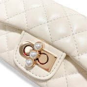 Cream Pearl Closure Quilted Purse - doe a dear