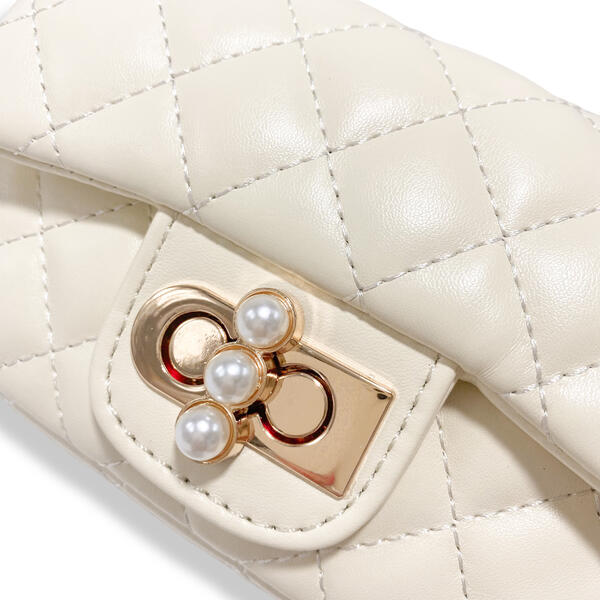 Cream Pearl Closure Quilted Purse - doe a dear