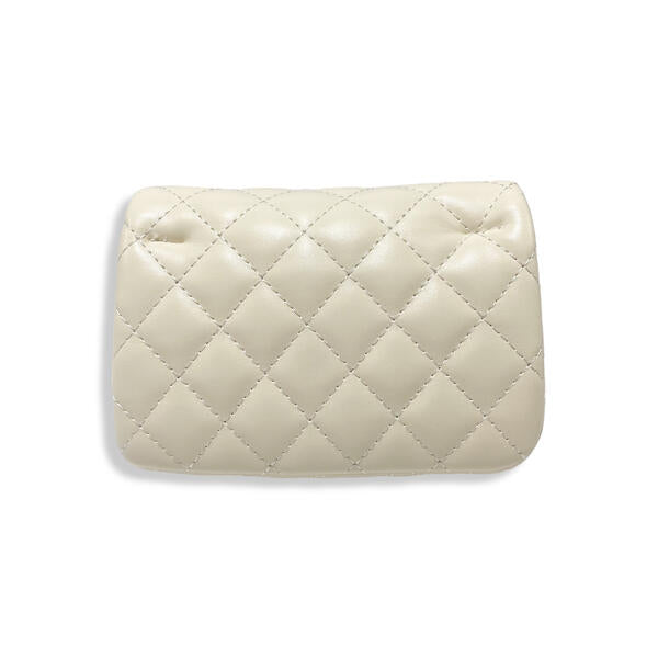 Cream Pearl Closure Quilted Purse - doe a dear